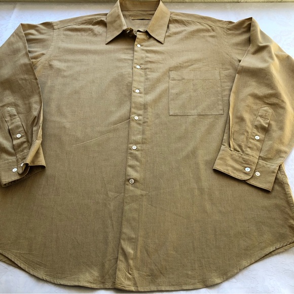 Donna Karan Signature Men’s Size 17.5 34/35 Gold Button-Up Collared Dress Shirt - Picture 12 of 15